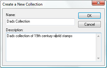 StampManage create collection dialog